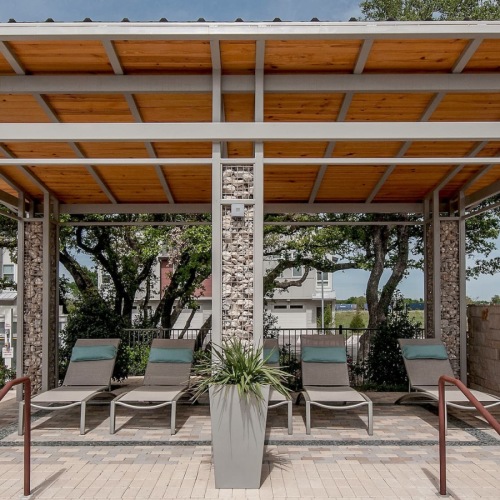 outside seating under cabanas
